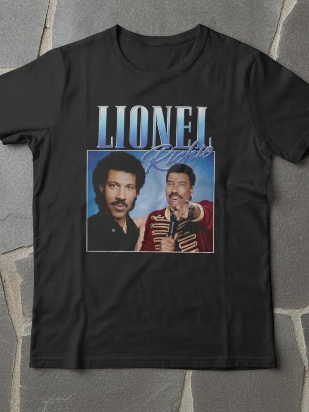 Retro Lionel Music Graphic Tee | Vintage 80s Inspired Black T-Shirt